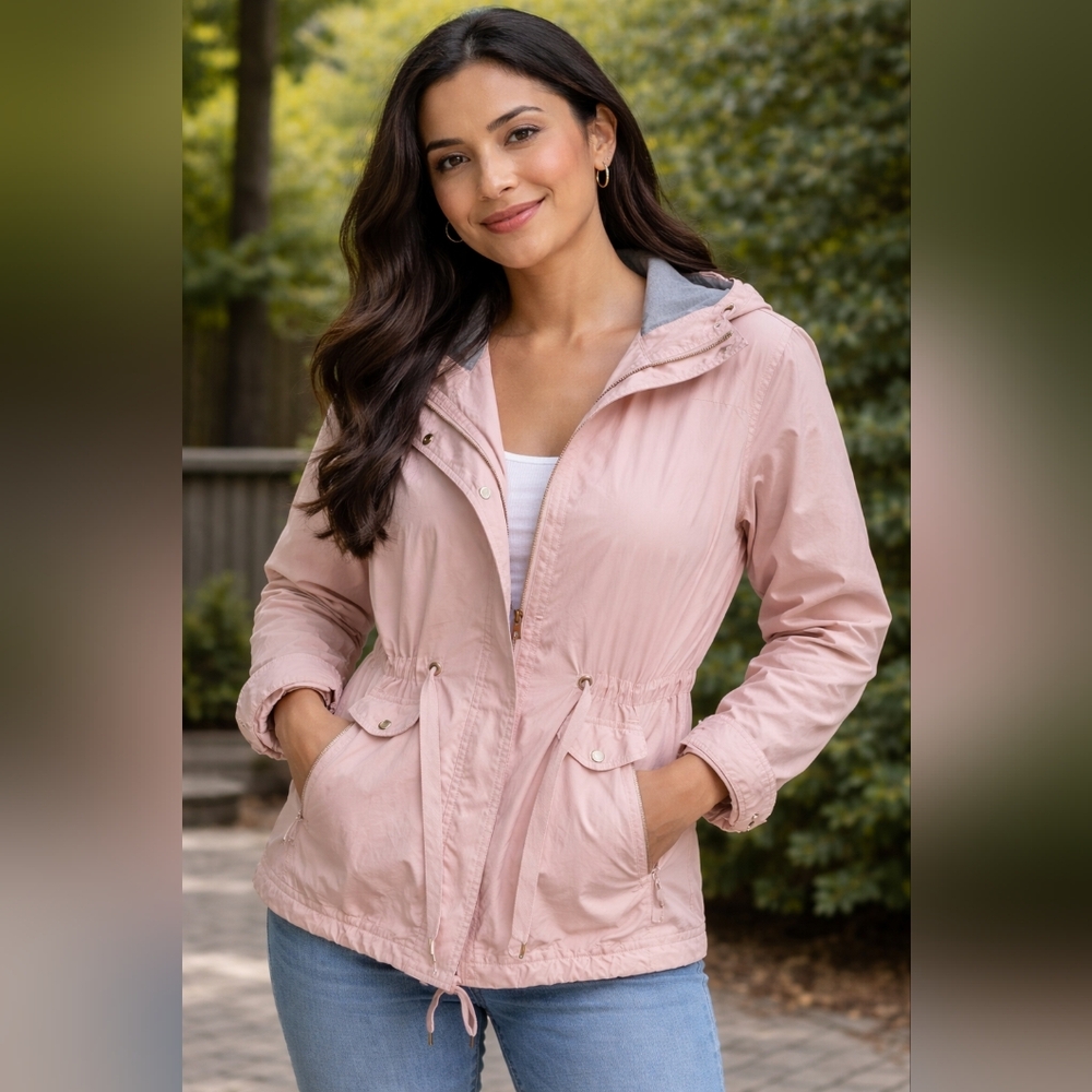 Asos Blush Pink Hooded Anorak Jacket Lightweight Utility Coat Size 4